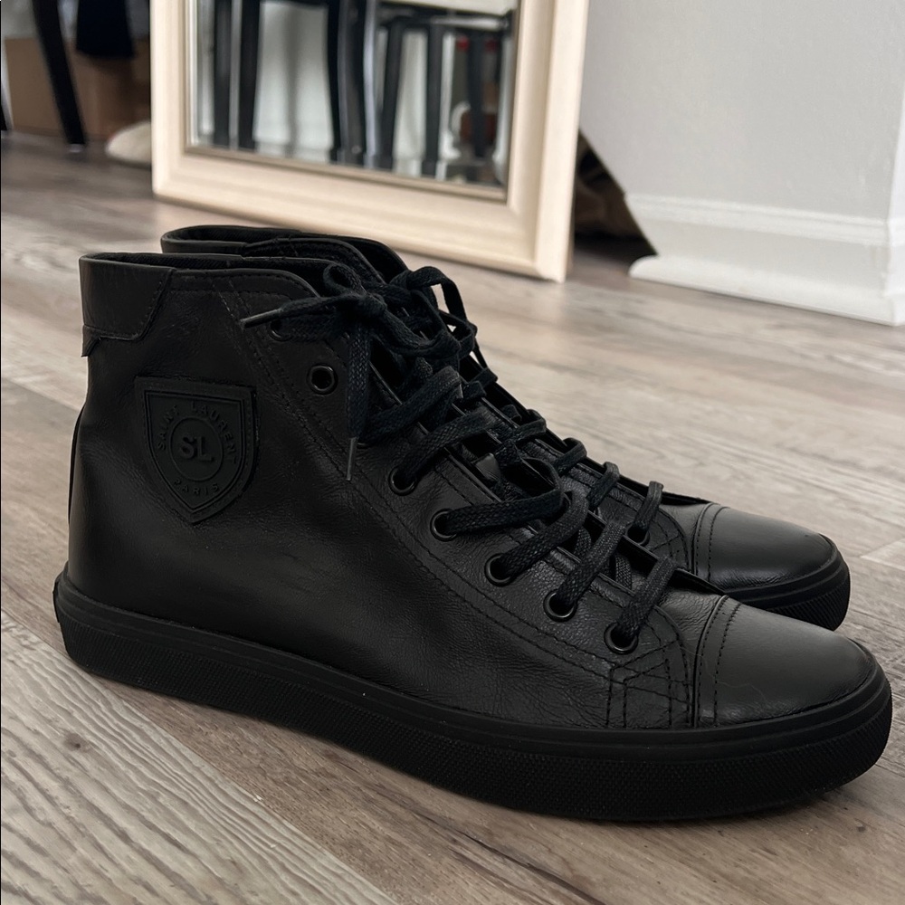 New Saint Laurent Bedford High-Tops Black Sneakers size 39 US 9 - Picture 4 of 17
